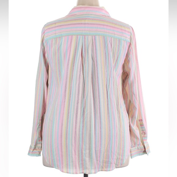 Torrid Rainbow Lizzie Button Up Long Sleeve Shirt Plus Size 2X Rocker Stripe - Picture 5 of 9